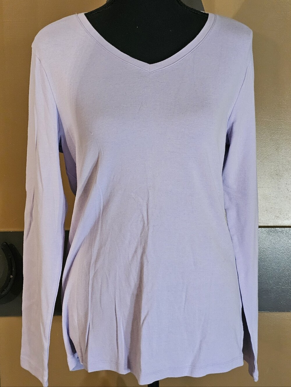 Faded Glory Lavender V-Neck Long Sleeve Top